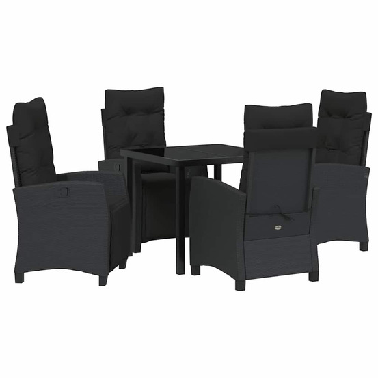 Ensemble de salle à manger pour jardin 5 pcs noir polyrotin