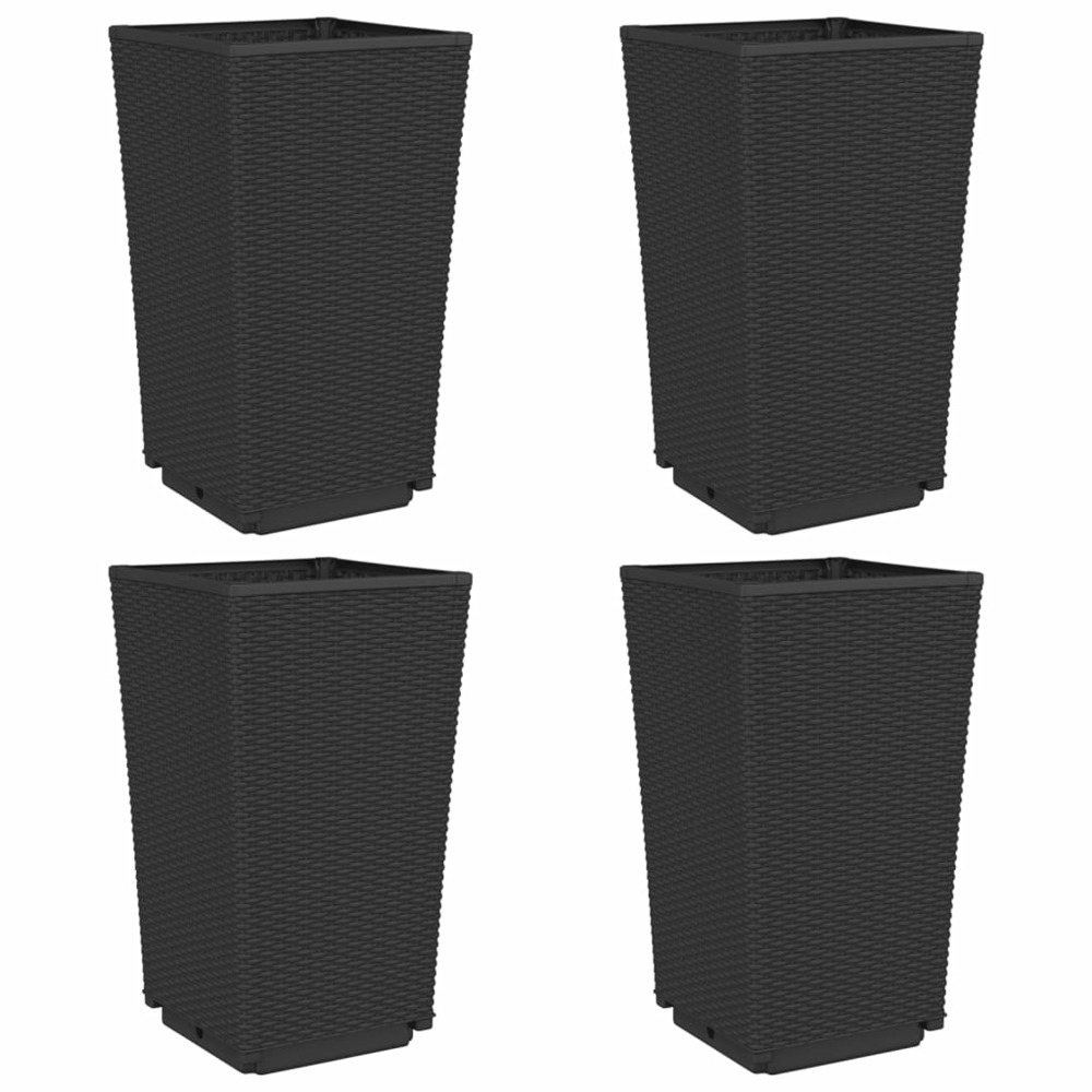 Jardinières 4 pcs noir 32,5x32,5x57 cm polypropylène