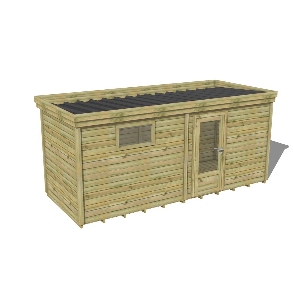 Abri de jardin bois pin traité autoclave 27mm - 5,195x2,14m / 11m2 - bac acier - plancher bois