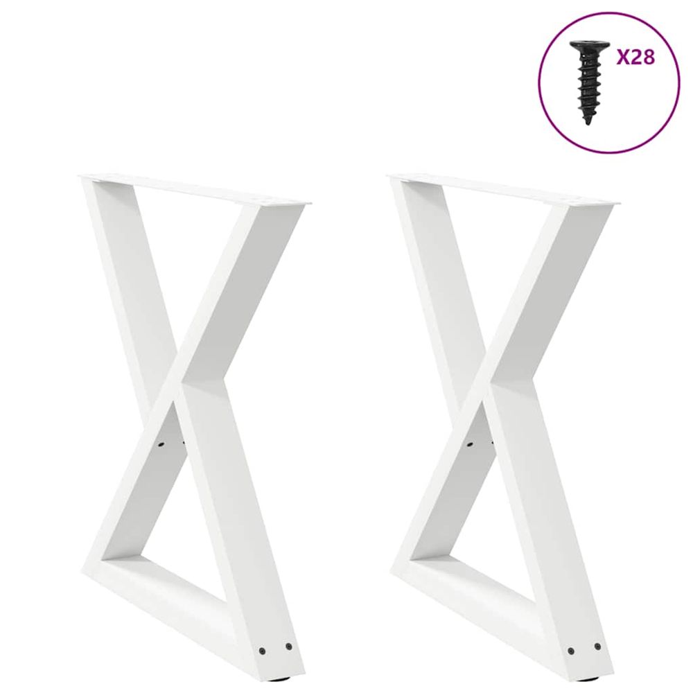 Pieds de table à manger 2 pièces blanc 80 x (72-73,3) cm acier