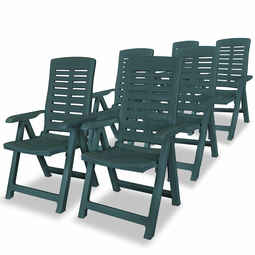 Chaises inclinables de jardin lot de 6 plastique vert