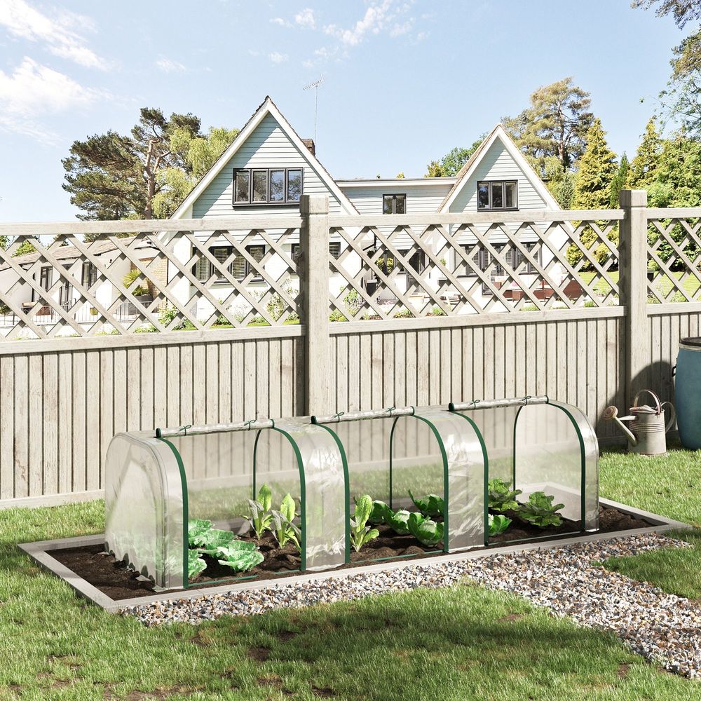 Serre tunnel basse acier et plastique transparent 295 x 100 x 80 cm pour potager - comfortxl outdoor living