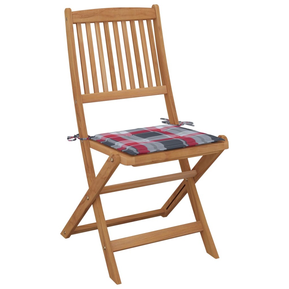 Chaises pliables de jardin lot de 2 avec coussins bois d'acacia