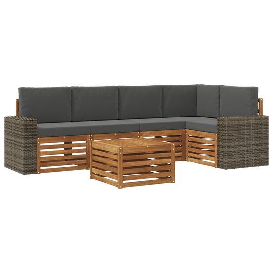 Ensemble de canapés d'extérieur 6 pc naturel et anthracite