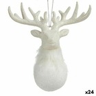 Décorations de noël renne blanc plastique paillettes 14x15,5x7cm - lot de 24