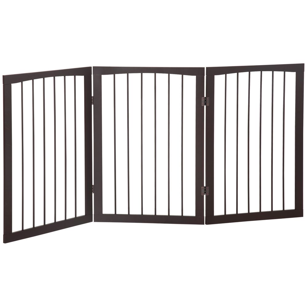 Barrière de sécurité modulable en bois pour chien pliable 160x76cm marron café