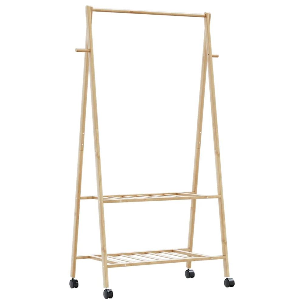 Porte-vêtements et étagères et roulettes 96x45,5x155,5cm bambou