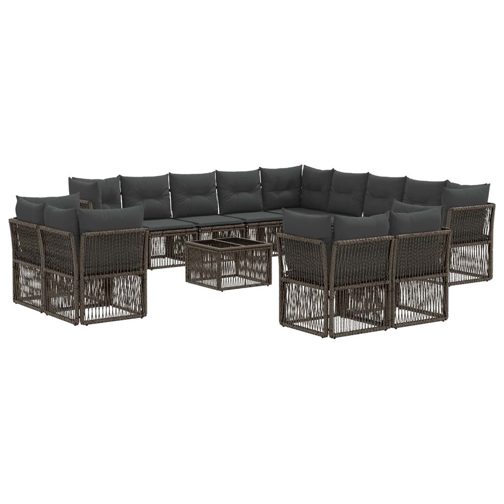 Ensemble de canapé de jardin 14 pc gris polyrotin