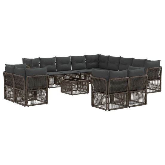 Ensemble de canapé de jardin 14 pc gris polyrotin