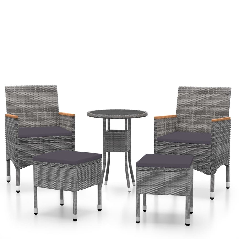 Salon de jardin 5 pcs résine tressée gris