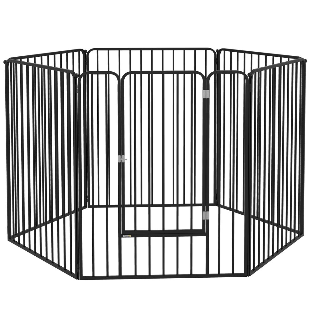 Grand parc pour chien acier robuste intérieur extérieur piquets ancrage 164x100cm noir - comfortxl pet living