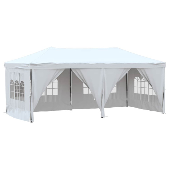 Tente de réception pliable avec parois blanc 3x6 m