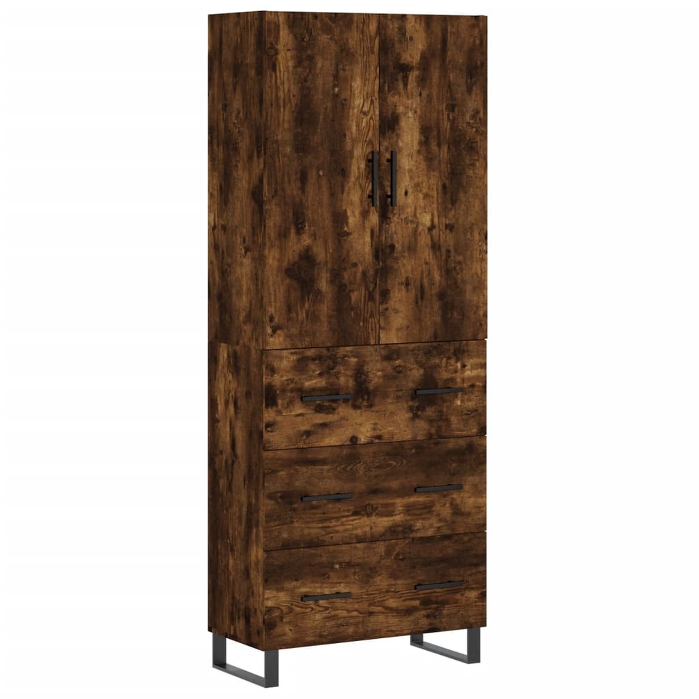 Buffet bahut commode armoire meuble de rangement organisateur cuisine salle de séjour salon haut 69,5 x 34 x 180 cm bois d'in