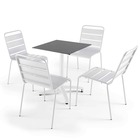Table 60x60 cm inclinable ardoise et 4 chaises en métal blanc