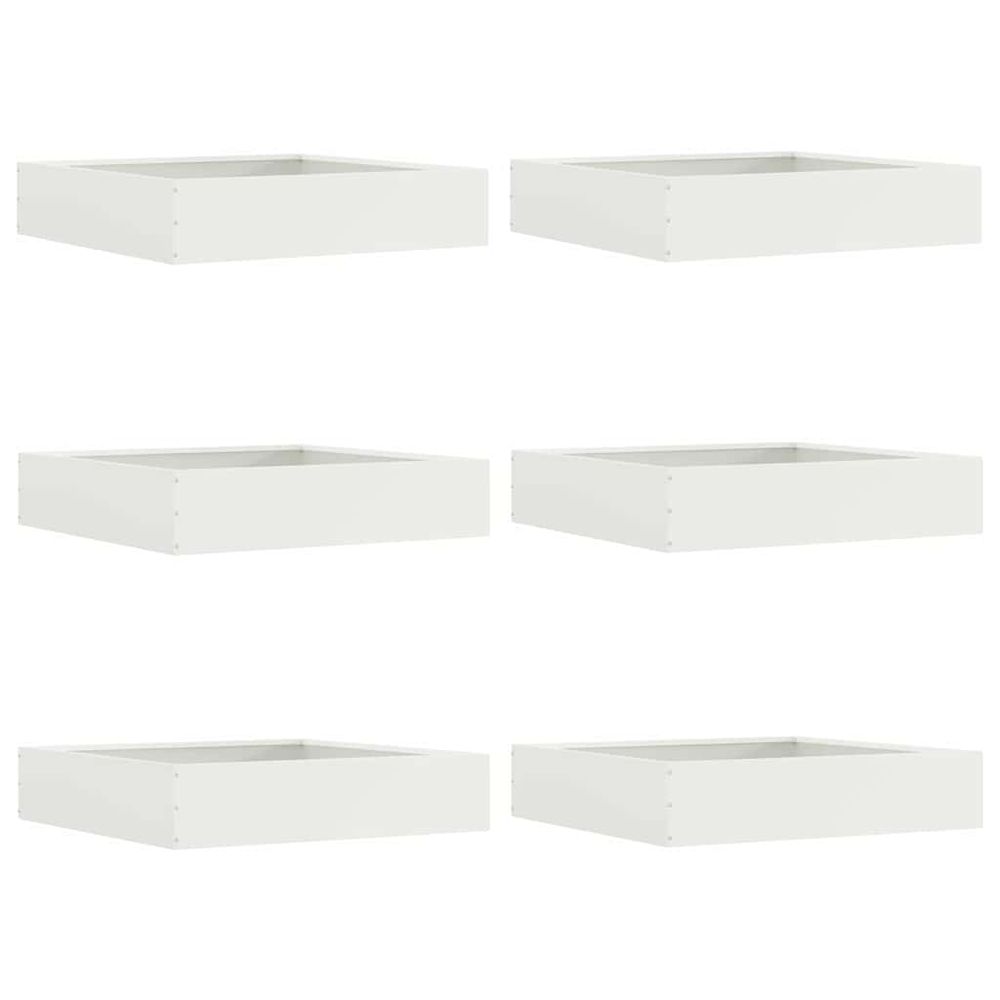 Bordure de pelouse 6 pc 60 x 60 x 13 cm acier blanc