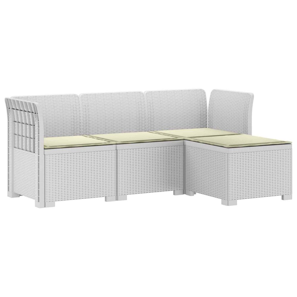 Canapé de jardin 4 places avec coussins style rotin pp blanc