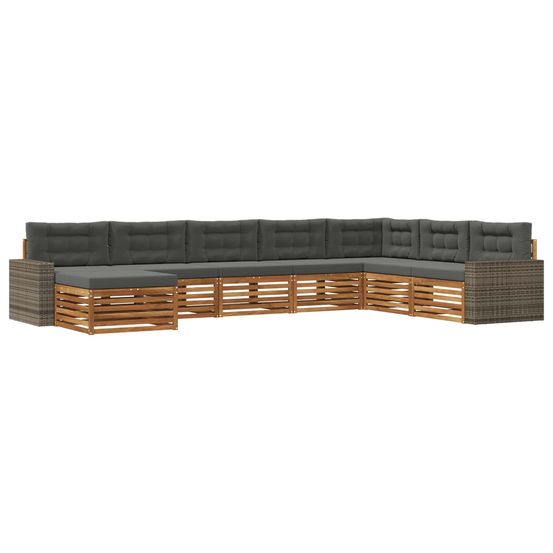 Ensemble de canapés d'extérieur 8 pc naturel et anthracite