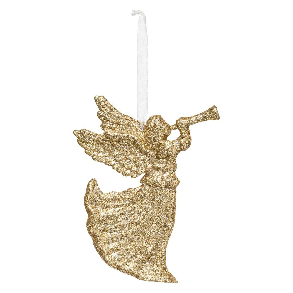 Sujet de noël transparent ange pailleté 12 cm