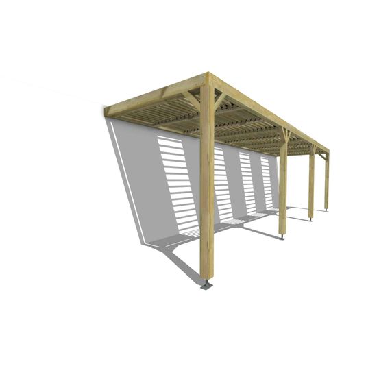Pergola bois • 9m x 2m • adossée • sens profondeur • lames orientables bioclimatiques incluses • livraison comprise