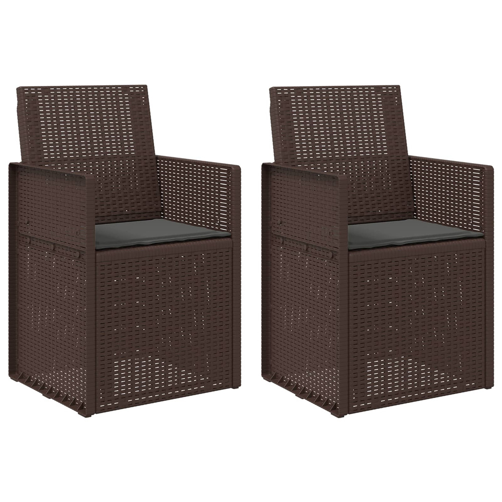 Chaises de jardin salle à manger 2 pcs marron et anthracite pp