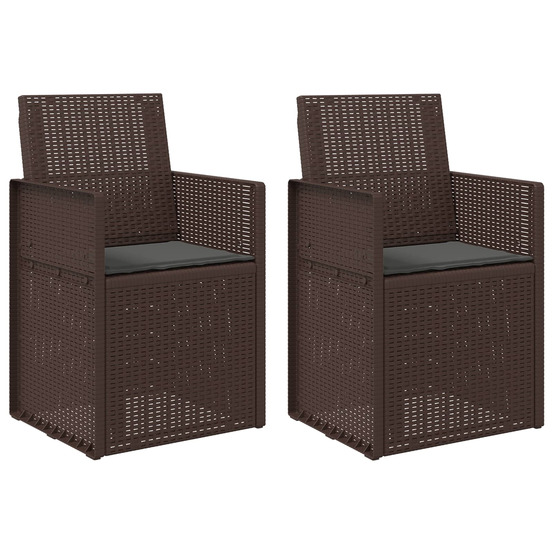 Chaises de jardin salle à manger 2 pcs marron et anthracite pp