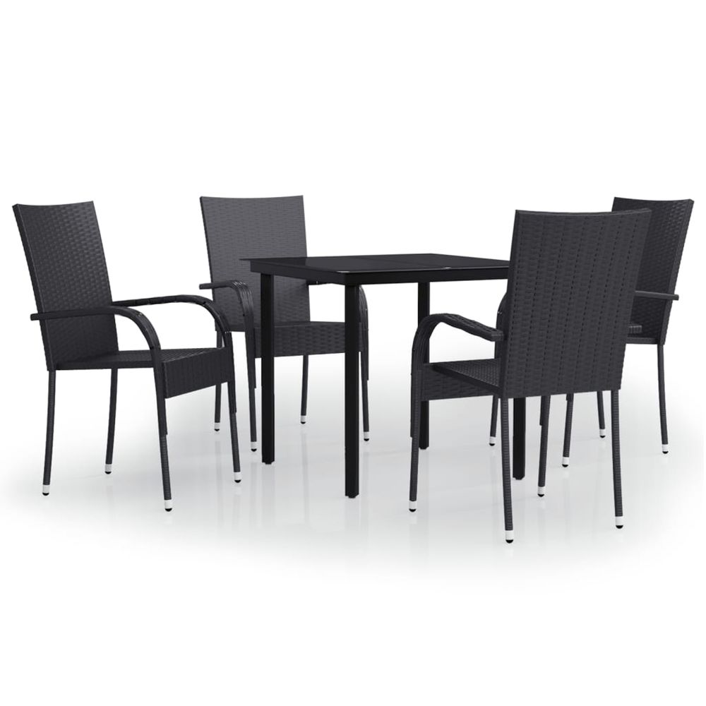 Ensemble à manger de jardin 5 pcs noir