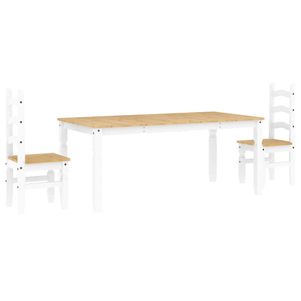 Ensemble à manger panama 3 pcs blanc bois de pin massif