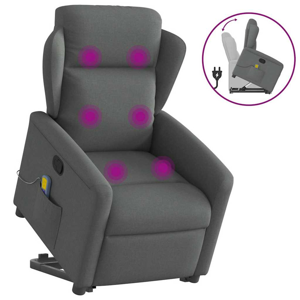 Fauteuil de massage inclinable gris foncé tissu