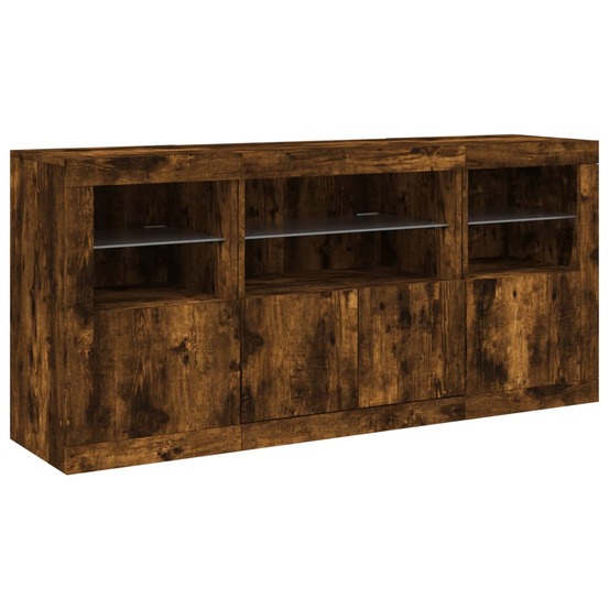 Buffet bahut commode armoire meuble de rangement organisateur cuisine salle de séjour salon avec lumières led 142,5 x 37 x 67