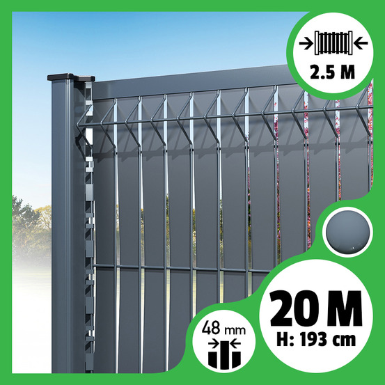 Kit 20m occultation lattes aluminium pour panneau rigide maille 55 - h 1m93 x 2m50 gris anthracite