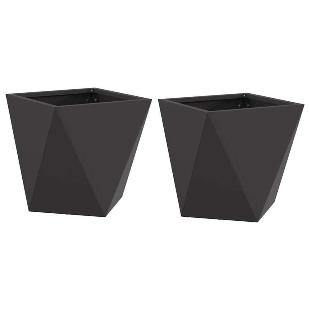 Jardinière d'extérieur 2 pc noir 30 x 30 x 30 cm acier