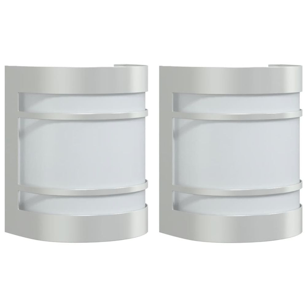 Appliques murales d'extérieur 2pcs argenté acier inoxydable
