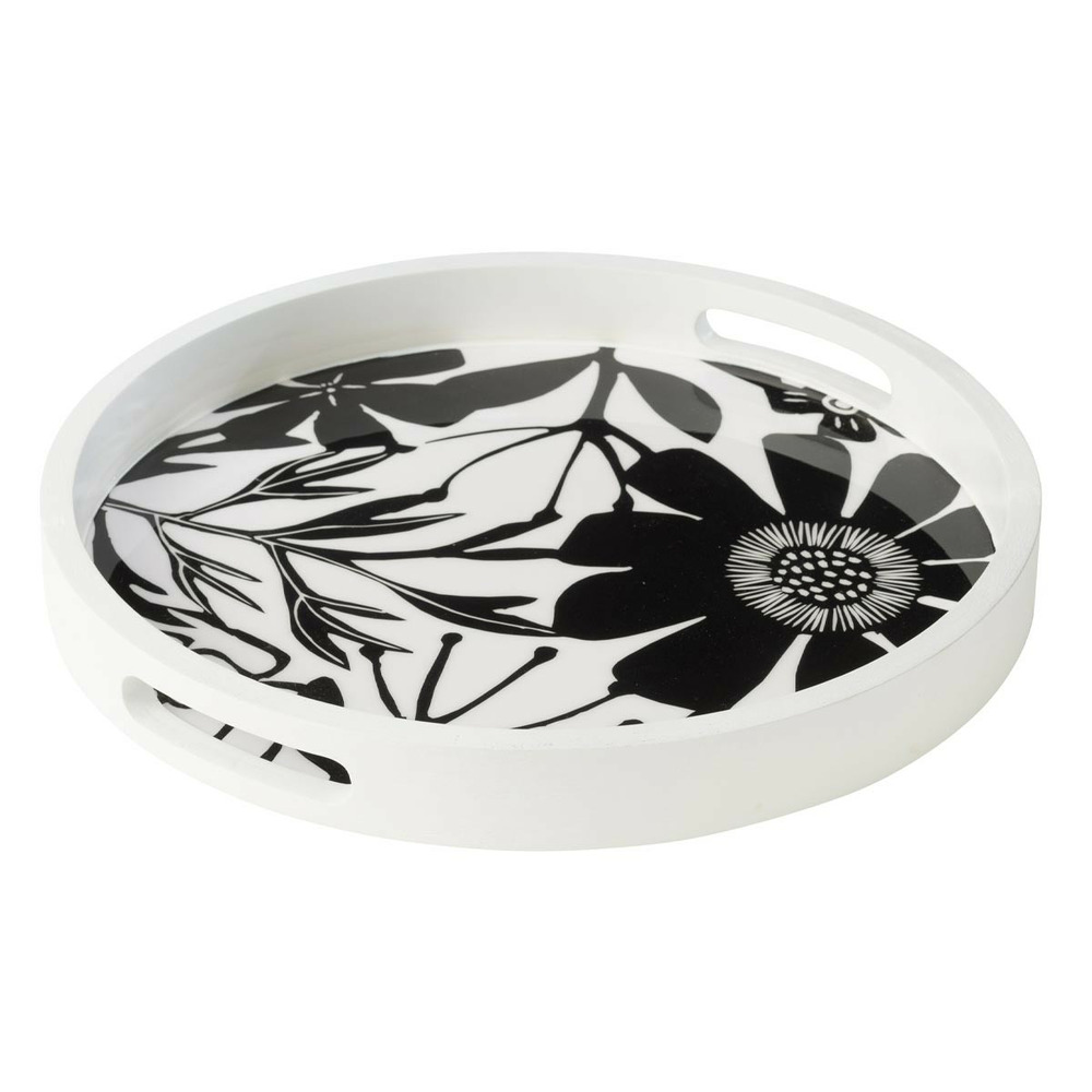 Plateau de service en bois tod 40cm noir & blanc