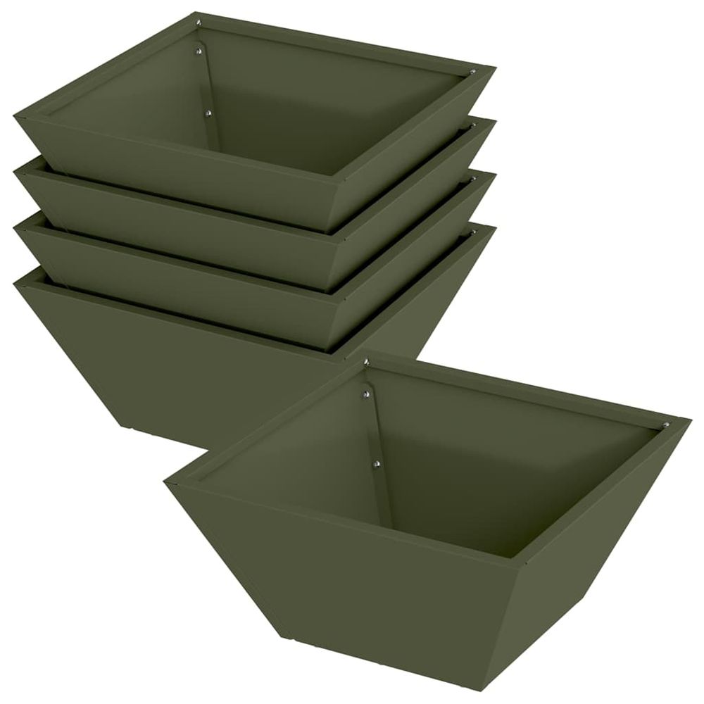 Cache-pot de jardin 5 pc vert olive 35 x 35 x 15 cm