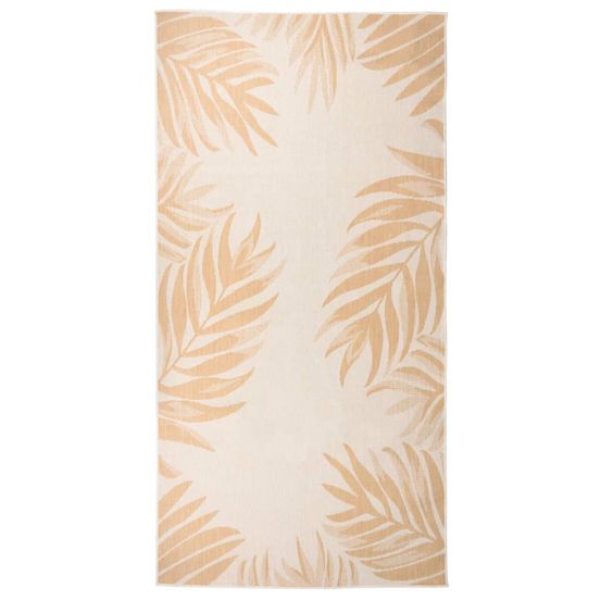 Tapis à tissage plat d'extérieur 100x200 cm motif de feuille