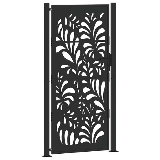 Portail de jardin noir 105 x 205 cm en acier avec design ondulé