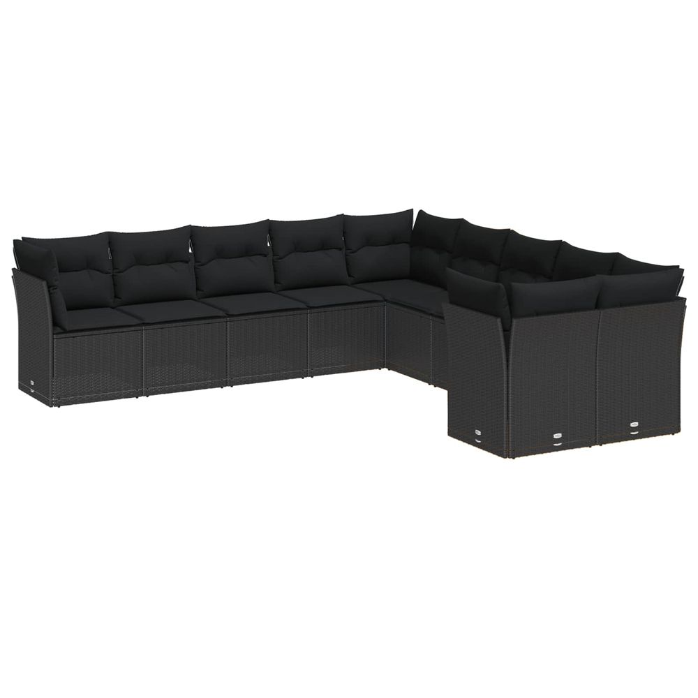 Ensemble de canapé de jardin 13 pc noir polyrotin