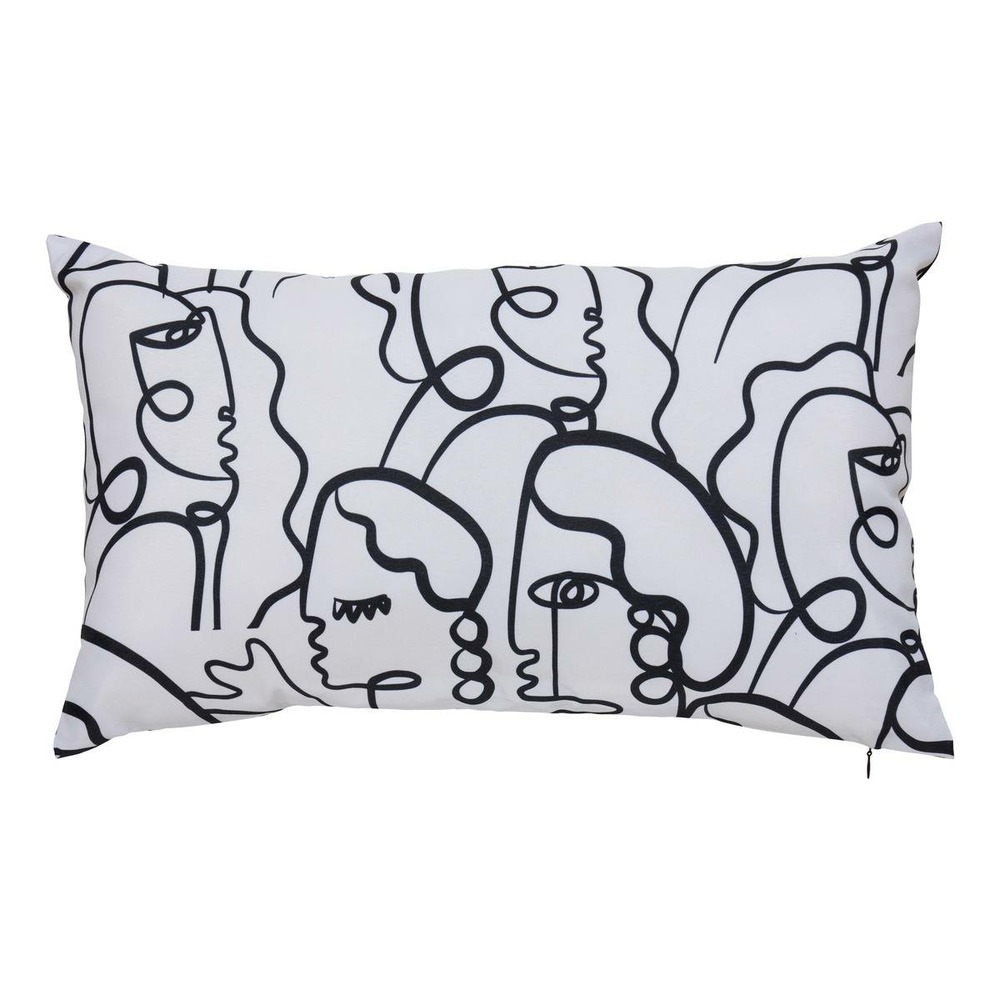 Housse de coussin d'extérieur nolan 50x30cm motif fantaisie noir et blanc