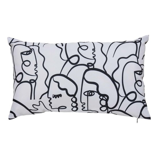 Housse de coussin d'extérieur nolan 50x30cm motif fantaisie noir et blanc