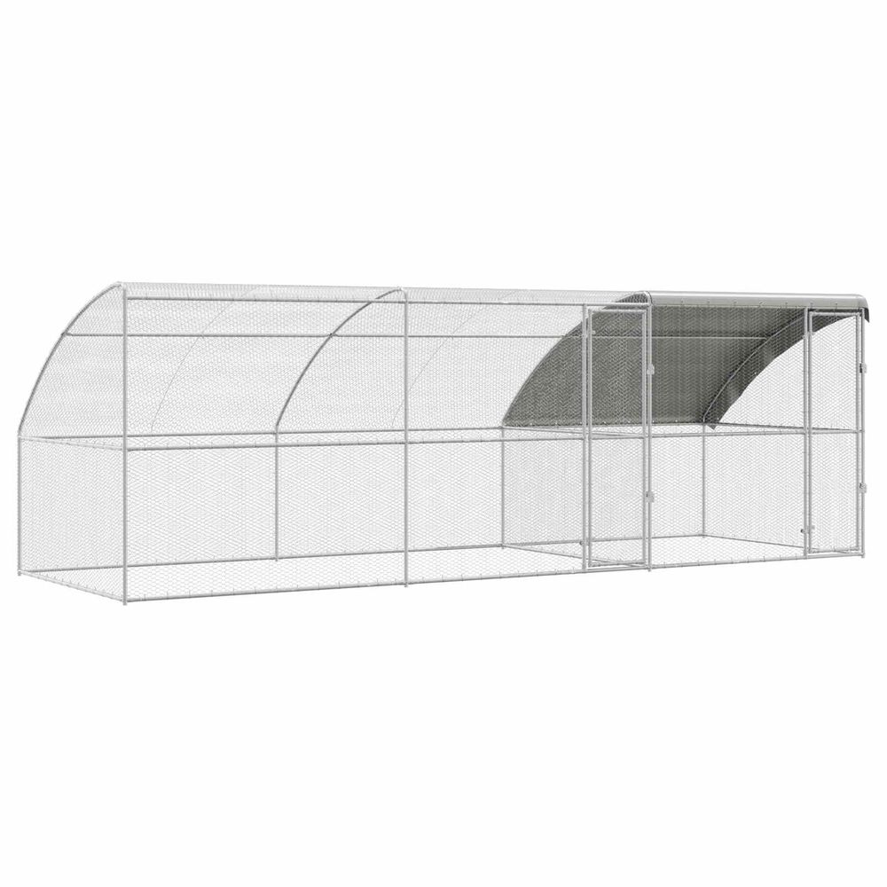 Cage à poules avec 2 portes 3 pièces argenté 600x200x200cm