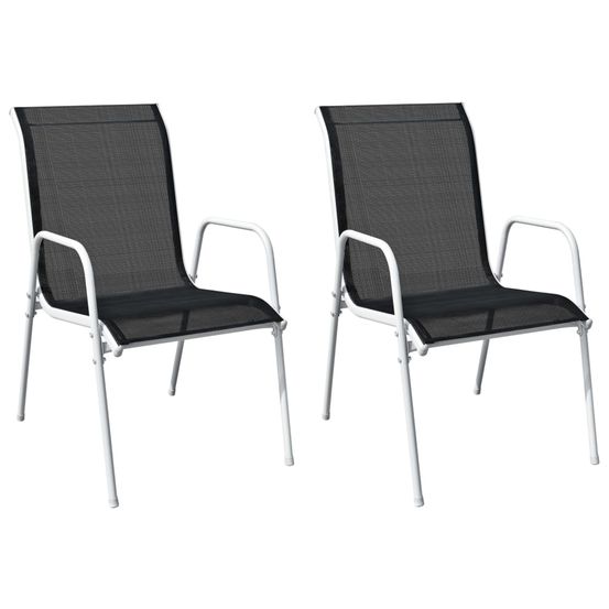 Chaises empilables de jardin lot de 2 acier et textilène noir