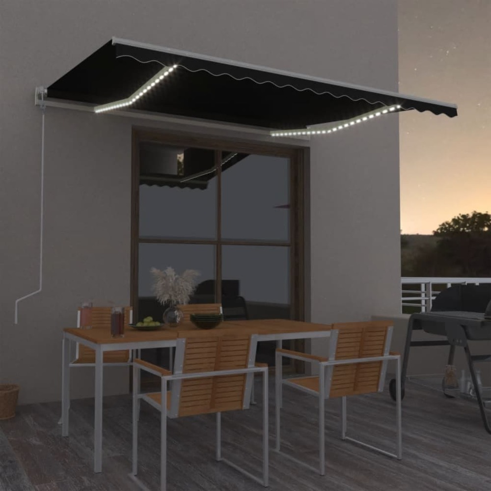 Auvent automatique et capteur de vent led 450x350 cm anthracite