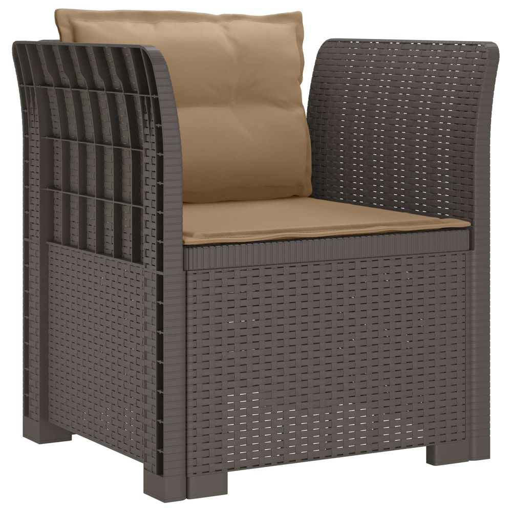 Fauteuil 1 place avec coussins look rotin pp gris clair