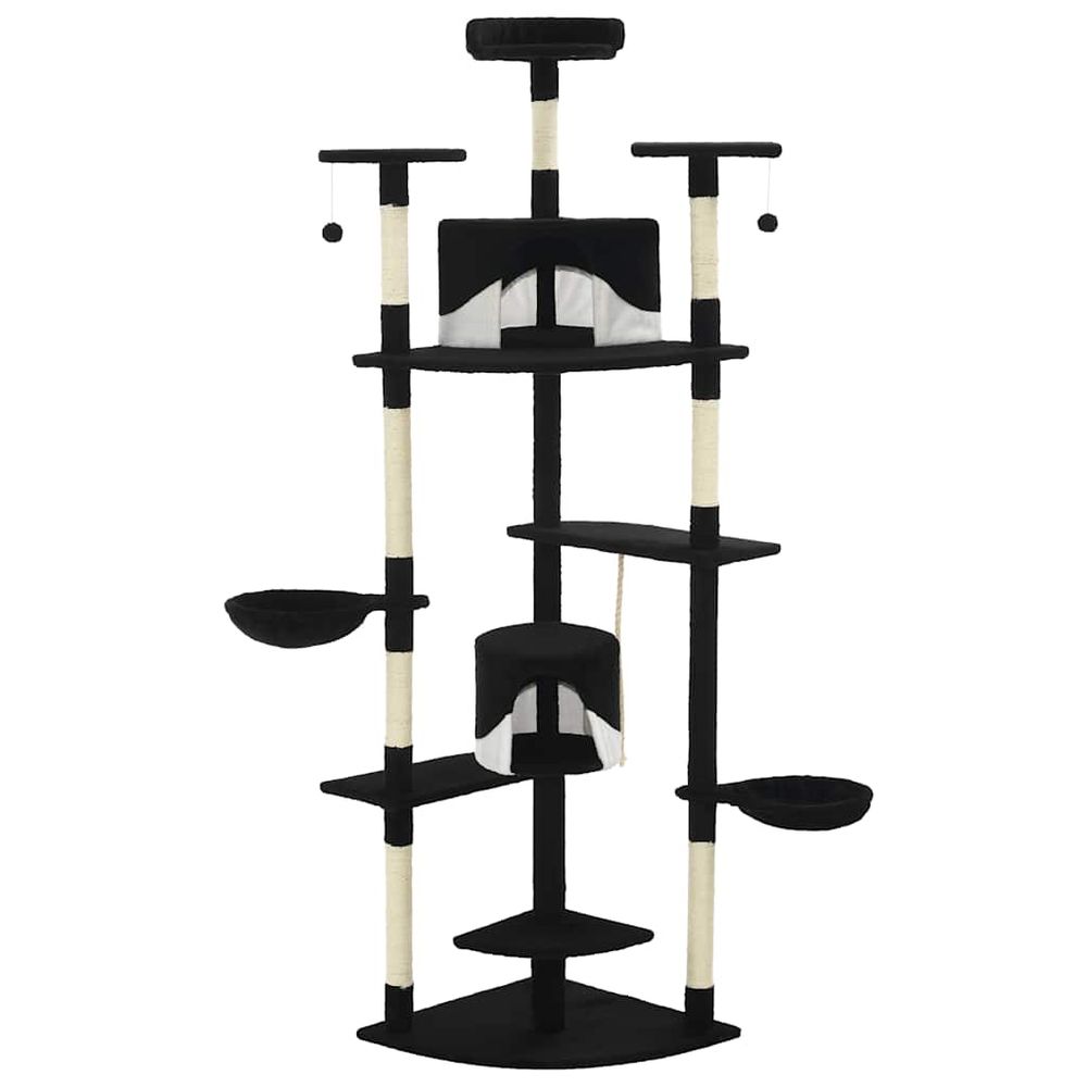 Arbre à chat avec griffoirs en sisal 203 cm noir et blanc