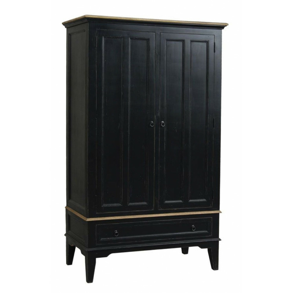 Armoire 2 portes 1 tiroir bois noir - esquisse interior's