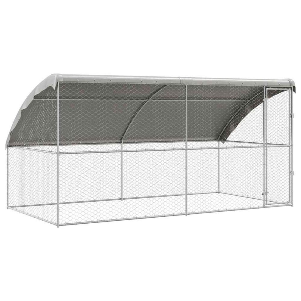 Kennel pour chiens 2 pc argenté 4 x 2 x 2 m acier galvanisé