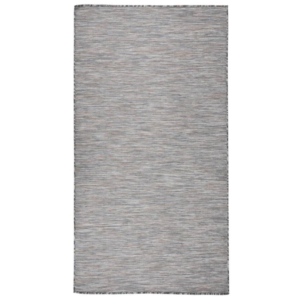 Tapis à tissage plat d'extérieur 80x150 cm marron et bleu
