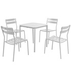 Table de terrasse carrée (70 x 70cm) et 4 chaises blanc
