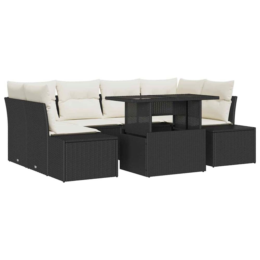 Ensemble de canapés 7 pc noir et crème polyrotin