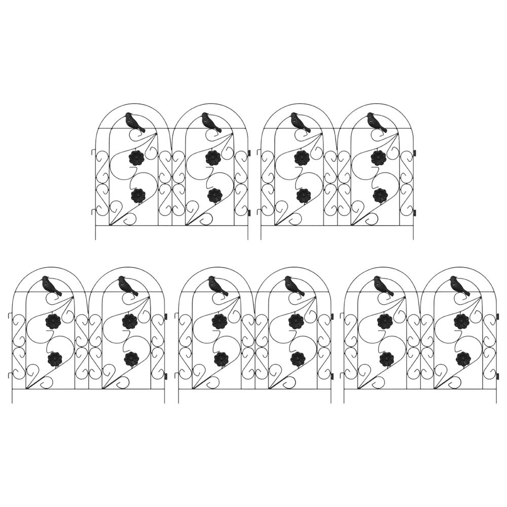 Clôture de jardin 5 pc acier noir